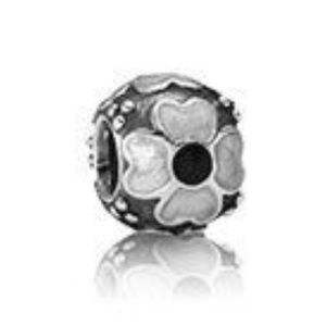 Pandora Retired White Daisy Enamel- so pretty - Sterling Silver